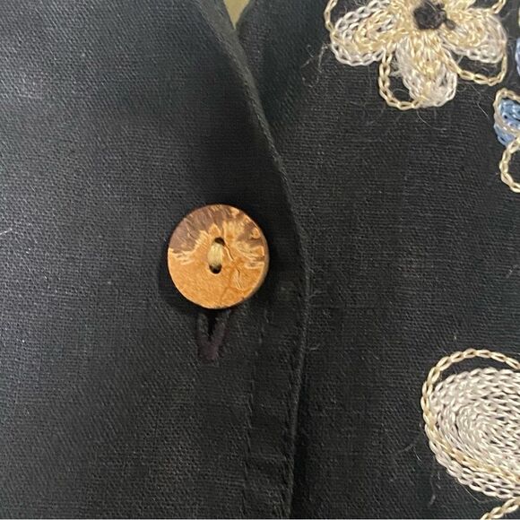 Vintage Studio Works Linen Blend Floral Embroidered Button Front Jacket Size PS - Picture 4 of 13
